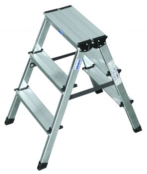 DOPPLO Двусторонняя стремянка, 2 х 3 ступеньки, раб. высота 2,43 м. DOPPLO Двусторонняя стремянка, 2 х 3 ступеньки, раб. высота 2,43 м.